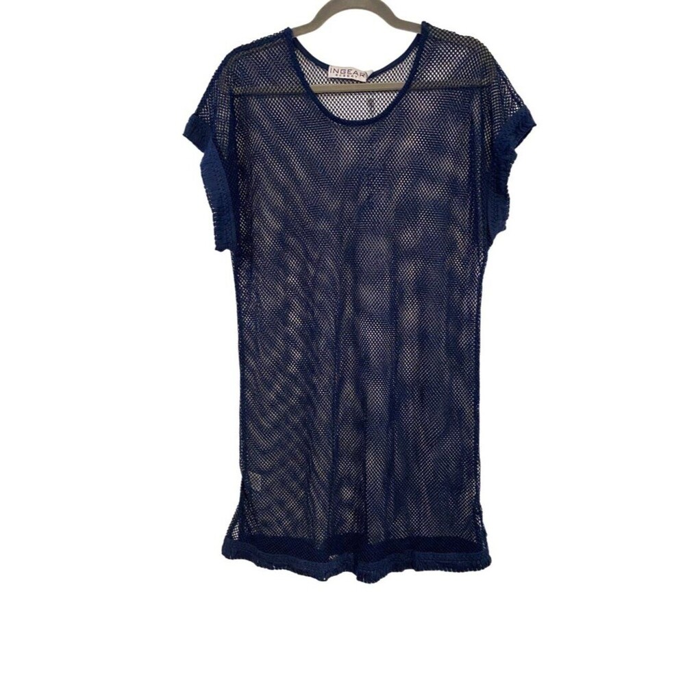 Ingear Resort Women's M Navy Blue Mesh Swim Cover-Up Dress Lightweight Pool NEW